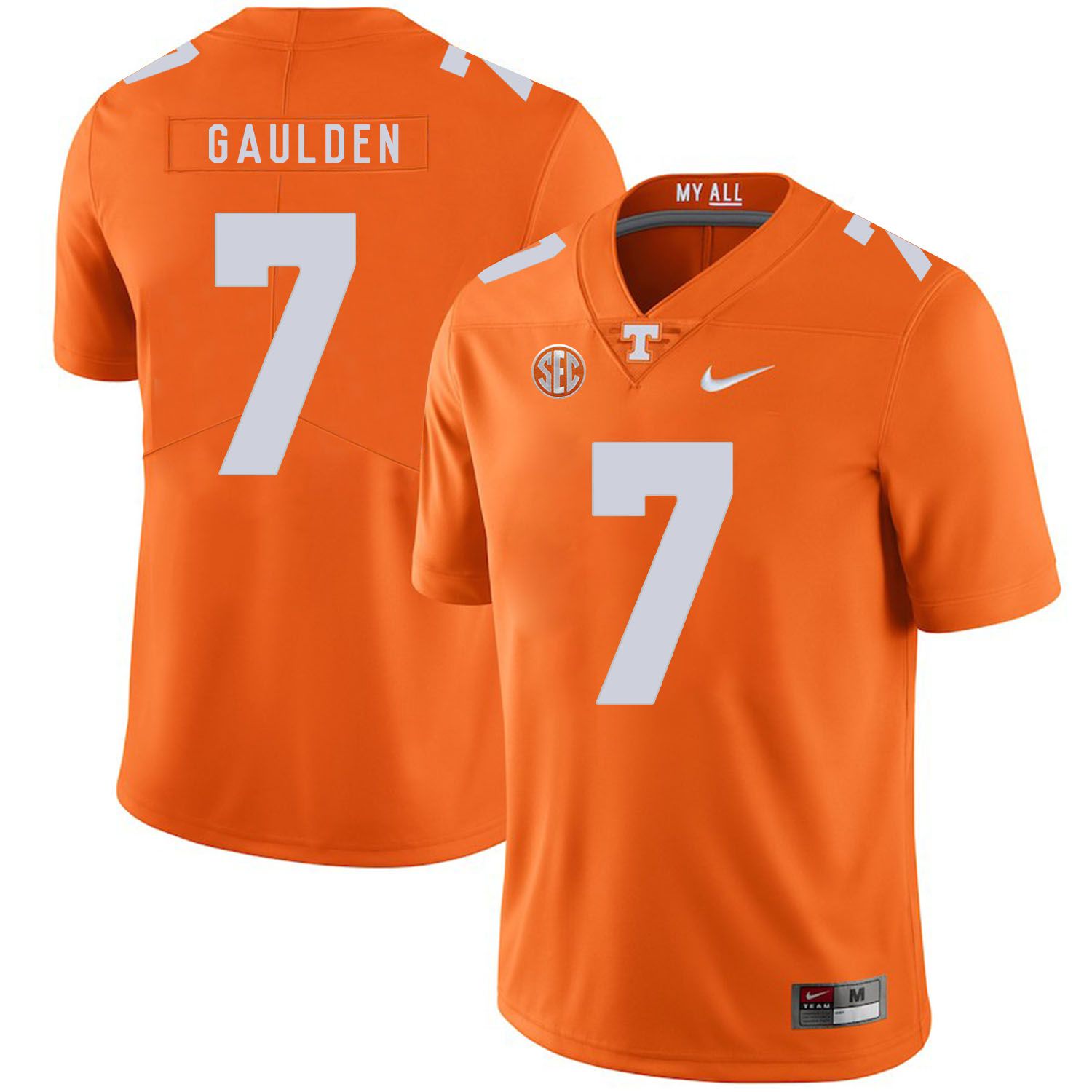 Men Tennessee Volunteers 7 Gaulden Orange Customized NCAA Jerseys